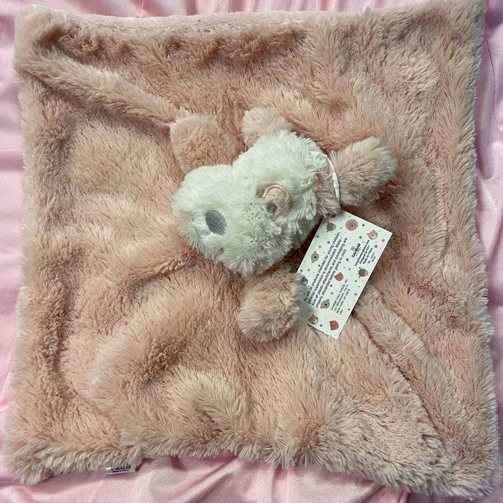 NWT RARE CUTE Oobles Pink & White Puppy Dog Plush Lovey Security Blanket